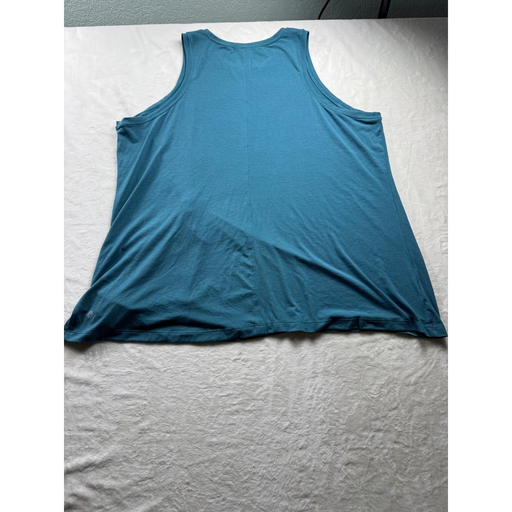 Athleta Radiate Tank Top Teal Blue Side Knot Cinch Activewear Womens 1X - Picture 9 of 9